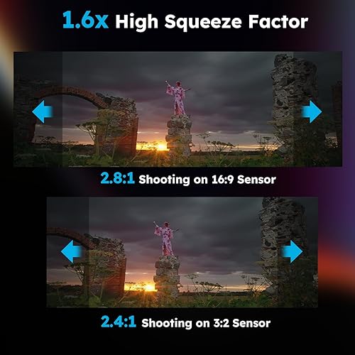 Miniatura 5 de SIRUI Venus 1.378 in T2.9 1.6X lente anamórfica de marco completo Lente de cine para cámara de montaje E, destello azul