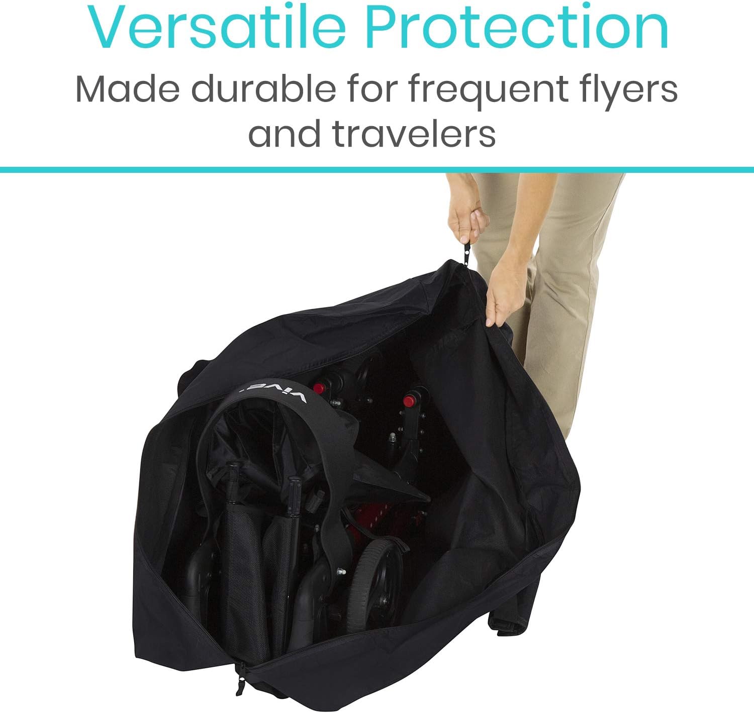 Vive Rollator Travel Bag - for Folding Walker, Compact Wheelchair Transport Chair - Lightweight, Portable Extra - Large Carry Case - Carrying Cover for Car and Airplane TSA Traveling : Health & Household