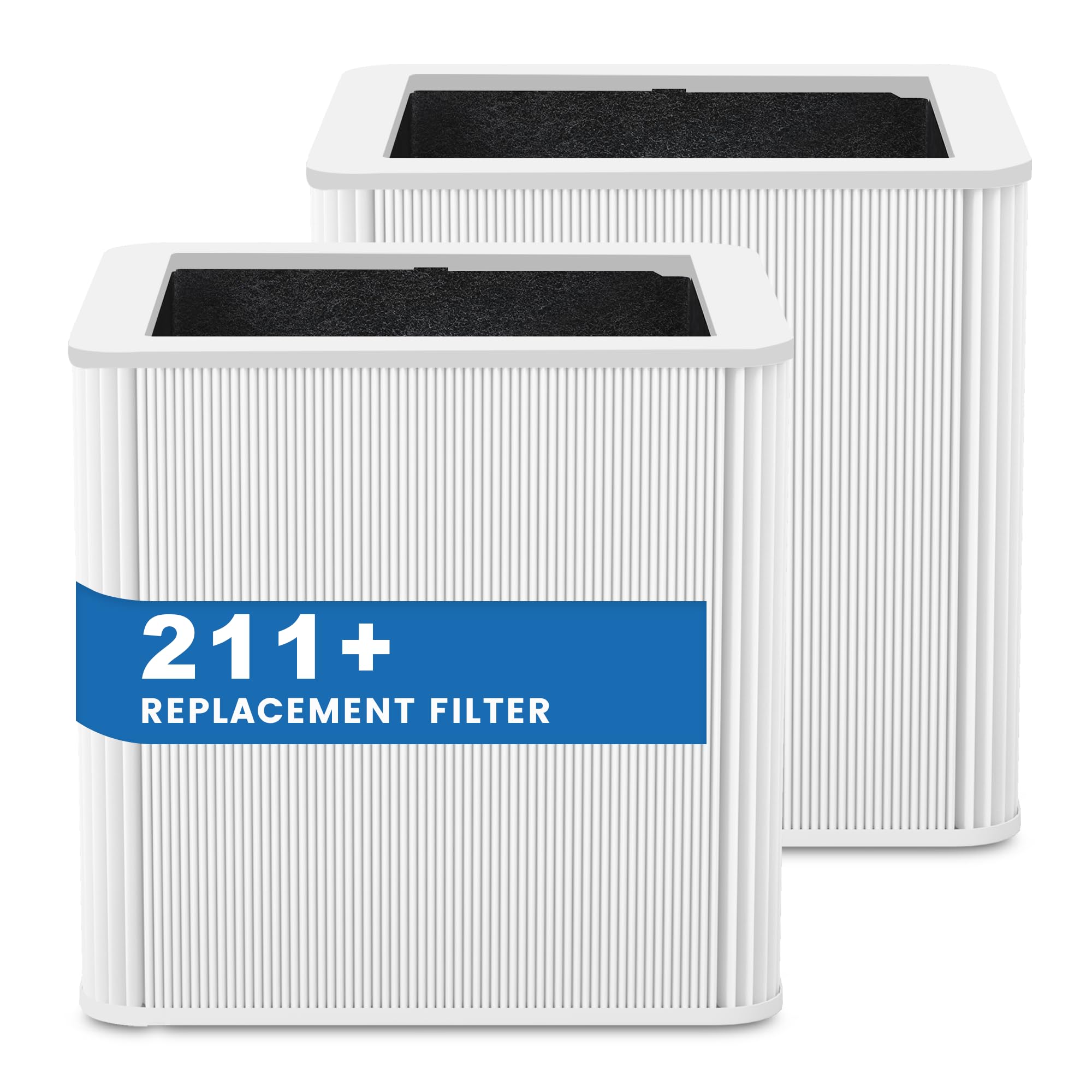 211+ Replacement Filter Compatible with 211+ Air Cleaner Purifier Series, 2 Stage Filtration System of H13 True HEPA Filter and Activated Carbon Filter, 2 Pack