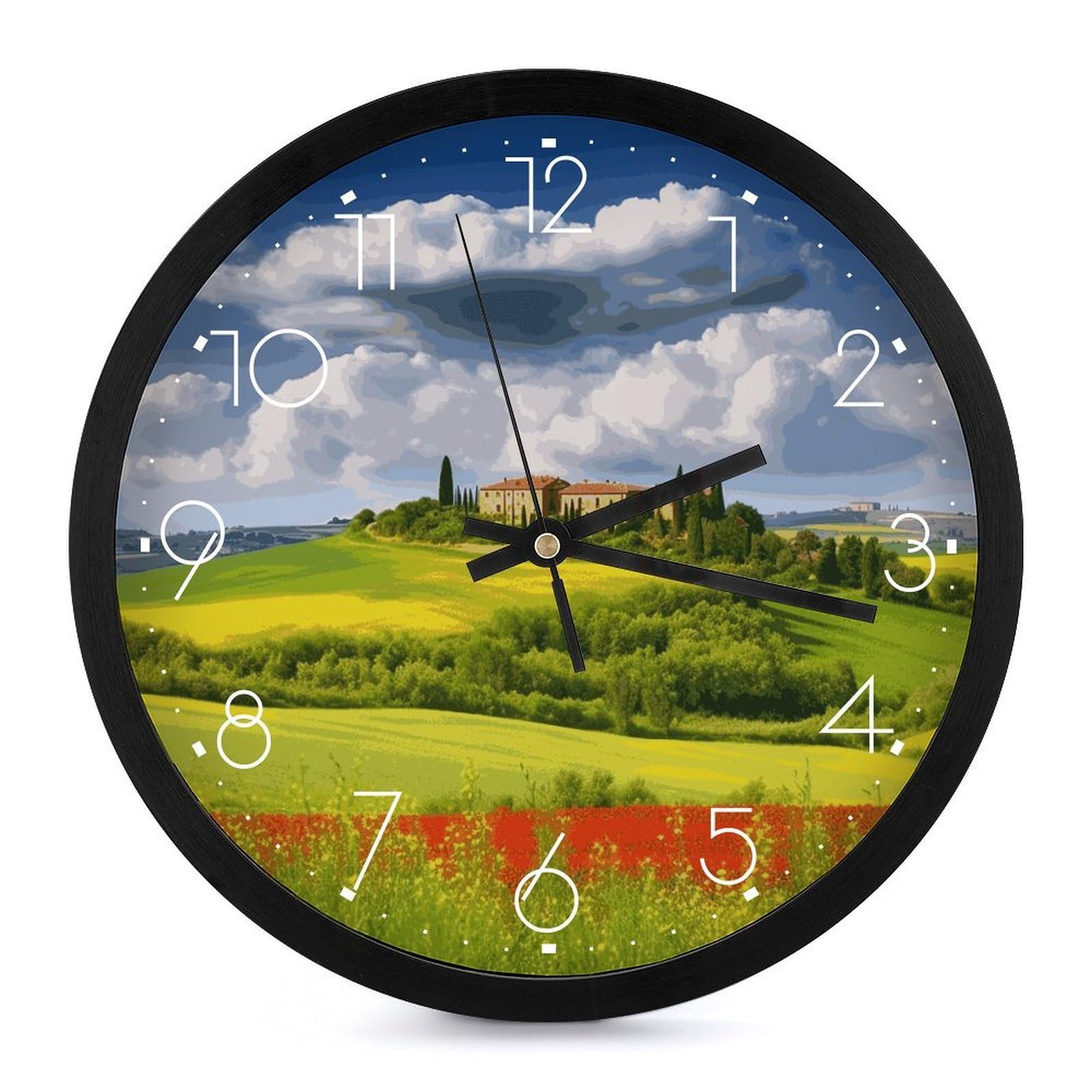 Horloge murale de salon à piles motif fleuri déco printanière