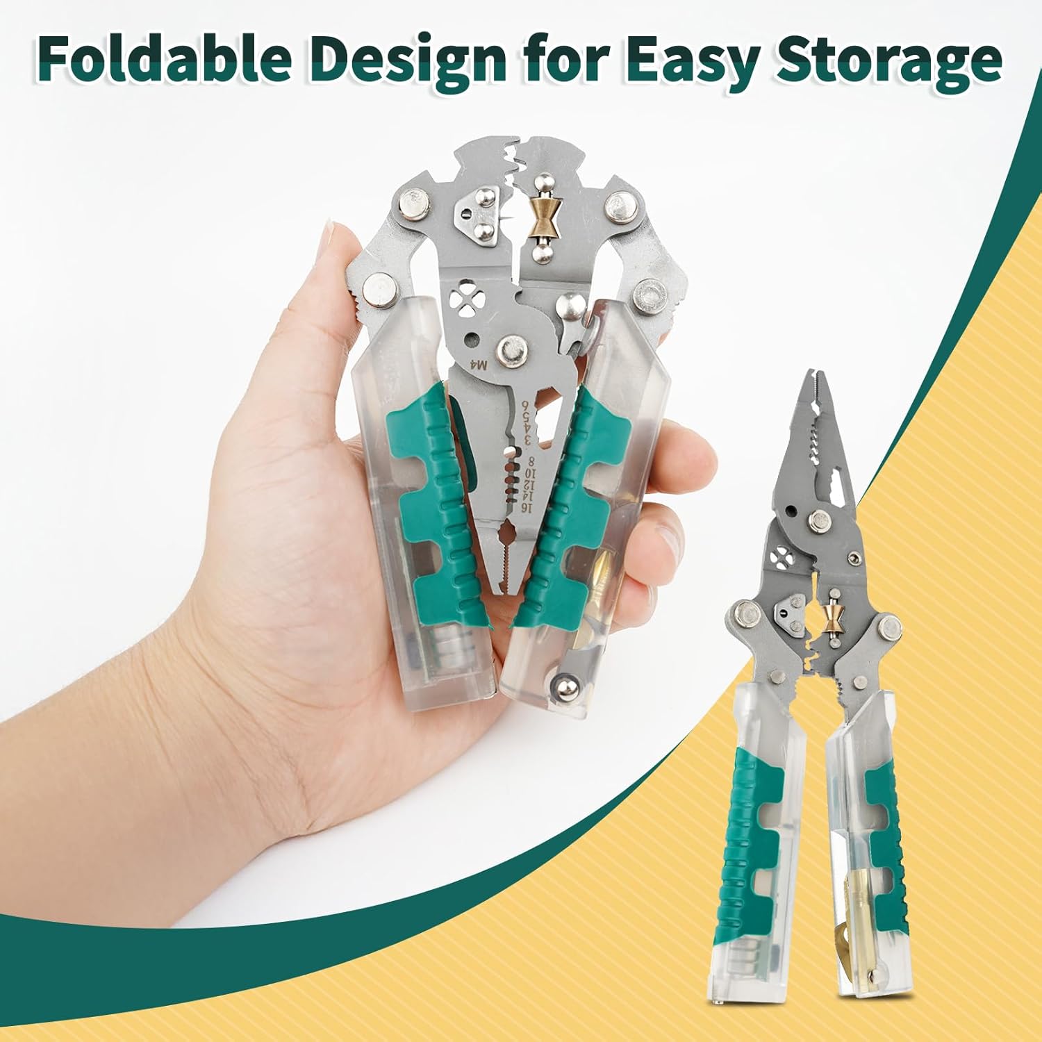 18 in 1 Wire Stripper,Multi-function Electrician's Pliers Set Foldable Wire Stripper with Voltage Detector and Dual Alarms for Cutting, Stripping & Pulling Wires