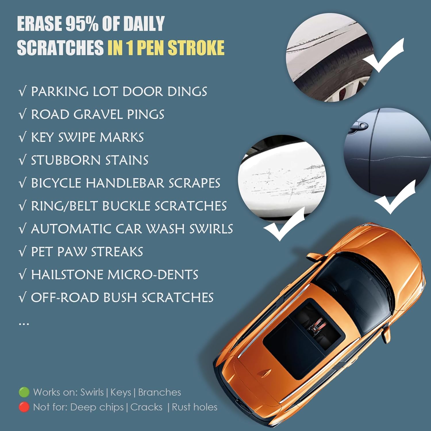 All Cars Magic Pen, Car Scratch Remover for Accurate & Quick Fixing, Car Paint Repair Pen with Weatherproof Performance, Easy Portable Travel-Friendly Design, Fits All Vehicle Colors, 2PCS - Image 3