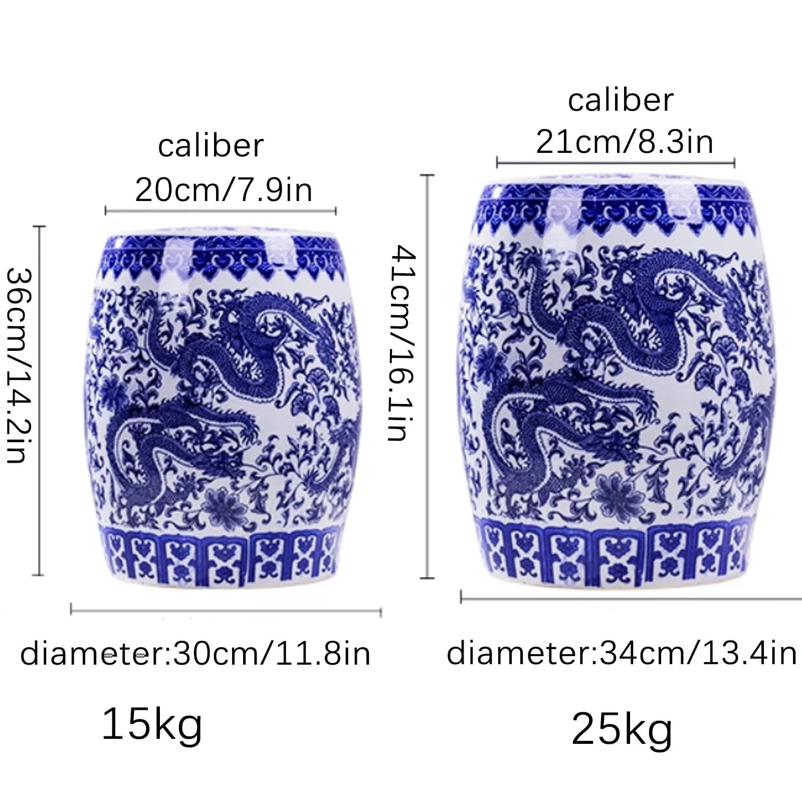 Barattolo cinese Barattolo per la conservazione del riso con coperchio la conservazione degli alimenti in ceramica Cilindro per il riso in ceramica Barattolo cinese sigillato di grande capacità(15kg)