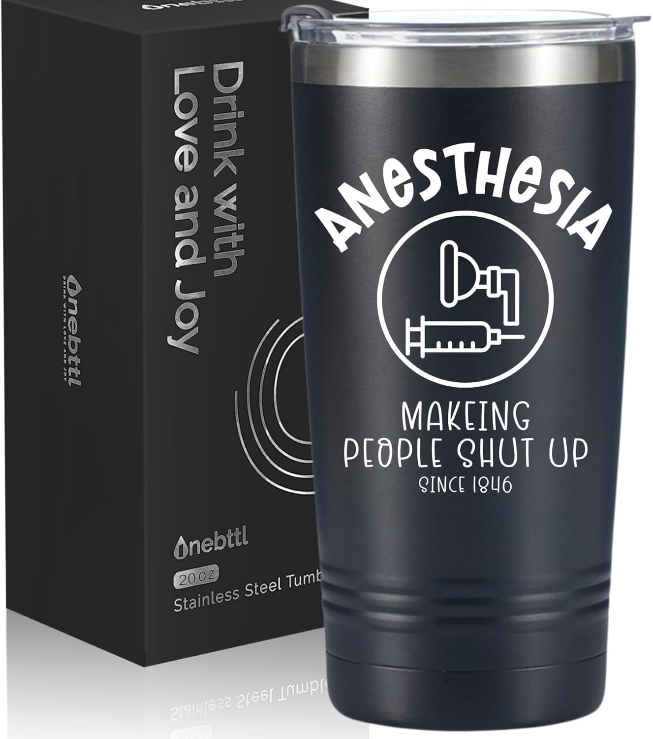 Onebttl Anesthesia CRNA Gifts for Men and Women, Ideal Gifts for Anesthesiologists on Christmas, Birthday, 20oz Stainless Steel Tumbler with Lid Straw