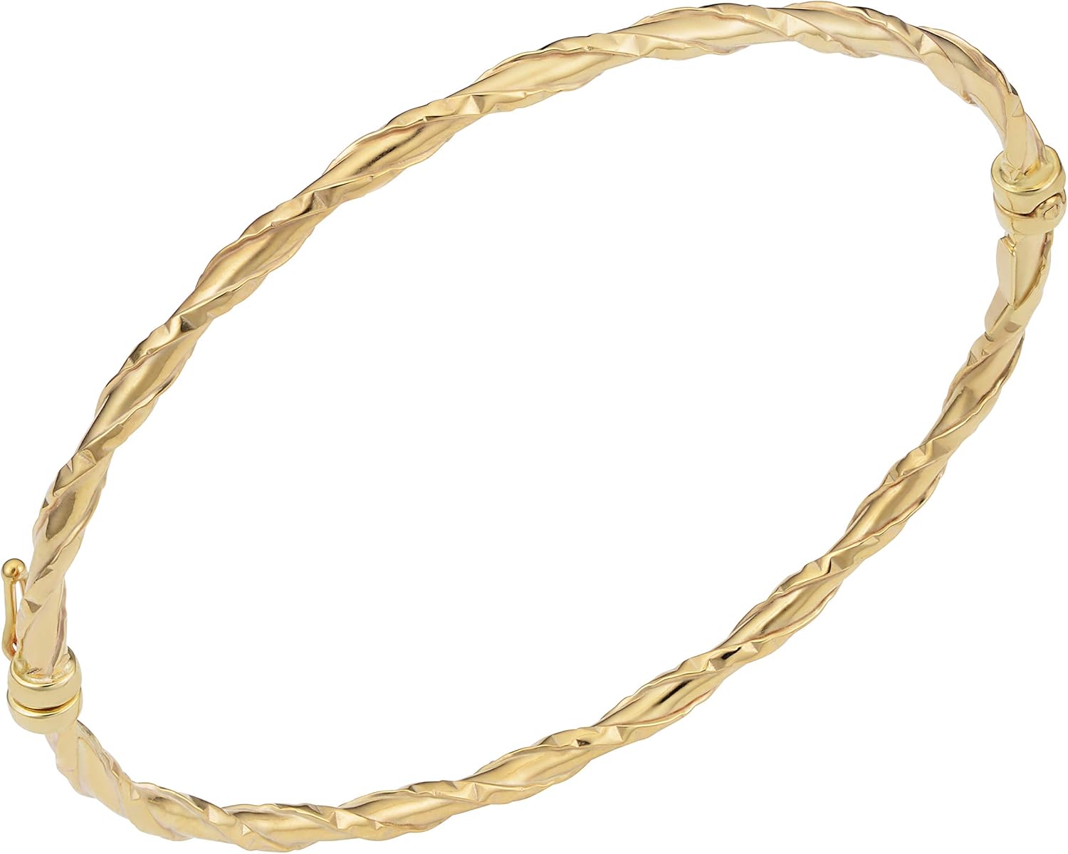 Kooljewelry 10k Yellow Gold Hammered Finish Wrap Around on High Polish Bangle Bracelet