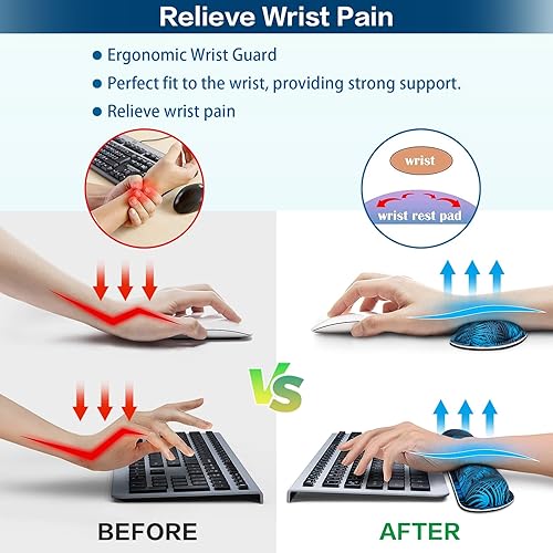 Miniatura 3 de QOMOLAMA Alfombrilla de mouse 4 en 1 con reposamuñecas, alfombrilla de mouse grande de 35.4 x 15.7 pulgadas + reposamuñecas para teclado+alfombrilla