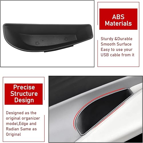 Miniatura 5 de TTCR-II Compatible con la bandeja organizadora de puertas Volkswagen ID4 2021-2022 2 piezas para VW ID4 manija de puerta de almacenamiento de