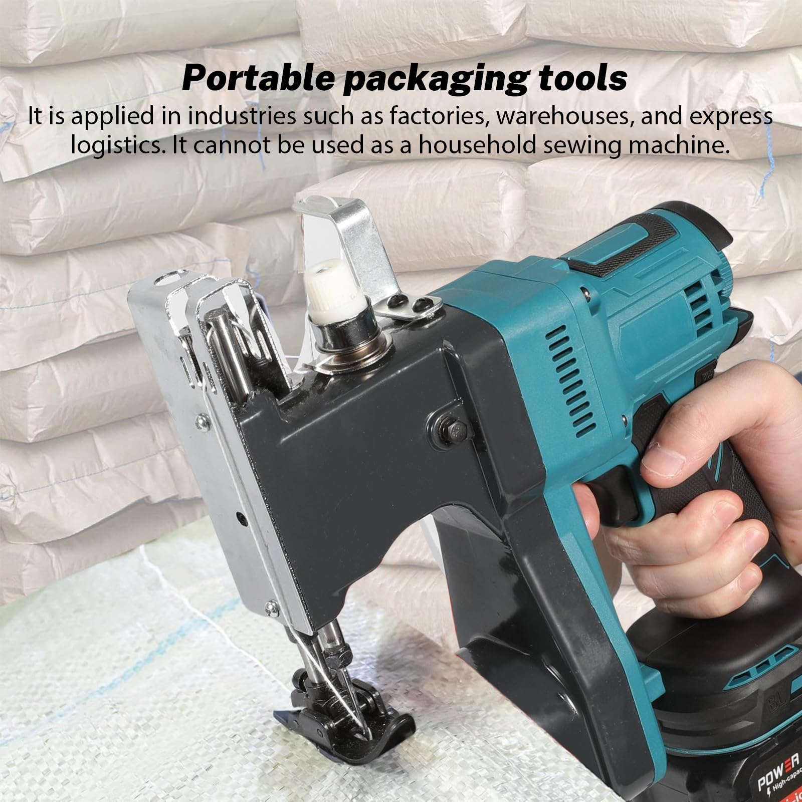 Macchina da cucire a batteria per batterie Makita 18V, macchina da cucire portatile con 2× batterie da 3000 mAh, lunghezza punto: 7–10 mm, spessore cucitura: 0,2–11 mm per sacco in tessuto, sacco di