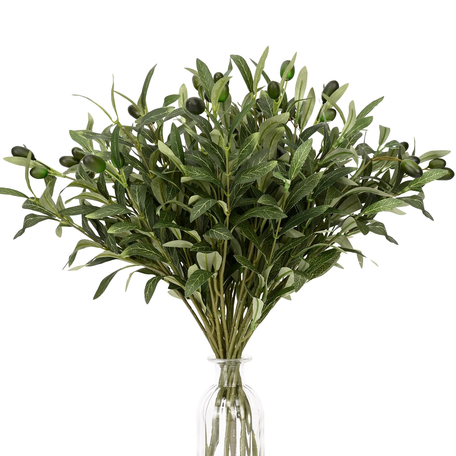 Waipfaru 8 Pcs Faux Greenery Stems, Olive Tree Branches for Vases, Artificial Olive Tree Fake Plants for Centerpieces Floral Arrangements Home Decor, 18 Inch