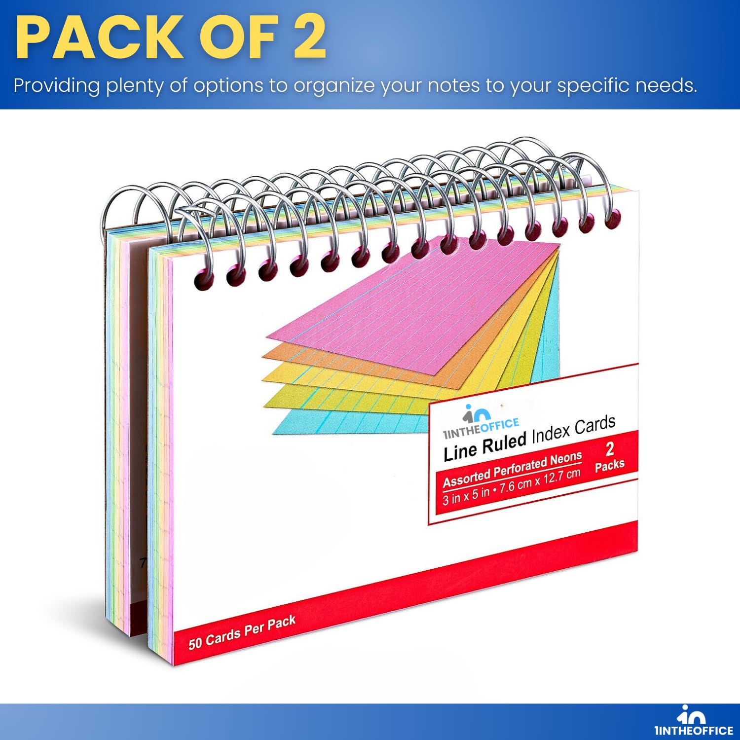 Snapklik.com : 1InTheOffice Spiral Index Cards 3x5, Neon Index Cards ...