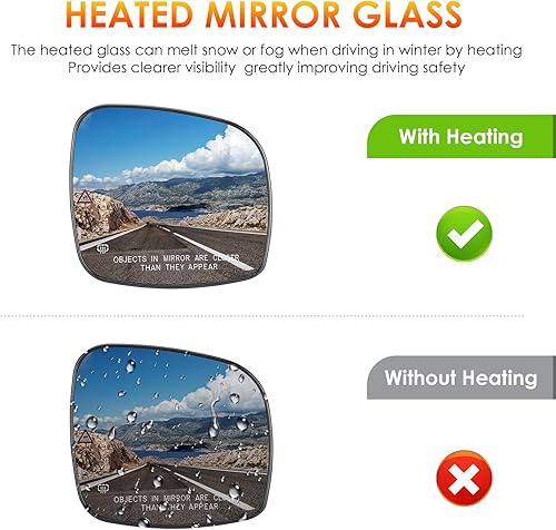 Miniatura 2 de Reemplazo de cristal para espejo lateral del pasajero para Chrysler Town & Country 2008-2016, Dodge Grand Caravan 2008-2020, RAM CV 2012-2015,
