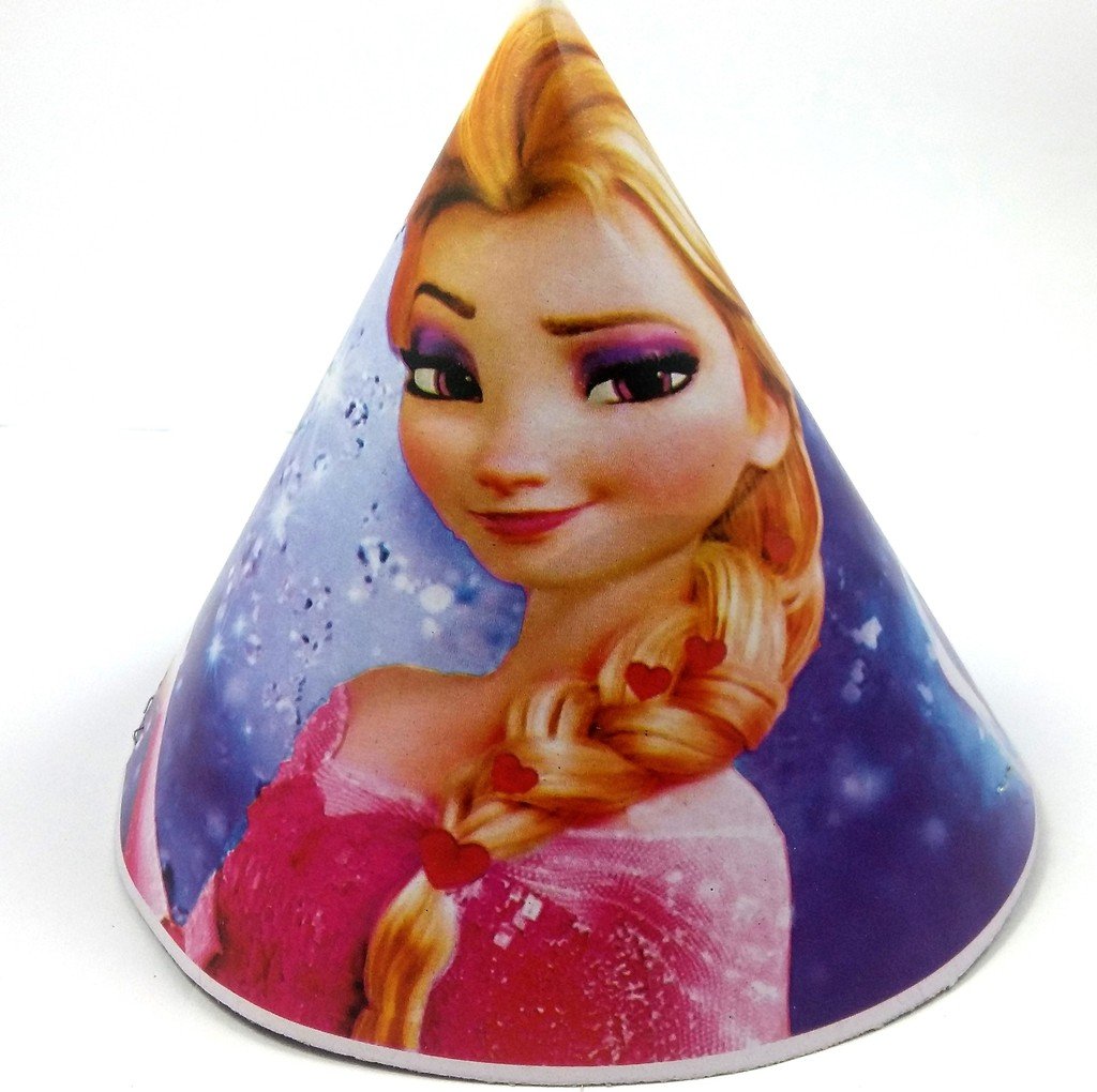 Evisha Cartoon Character Small Size 20 Printed Paper Birthday /Theme Party caps / Hats - Pack of 20