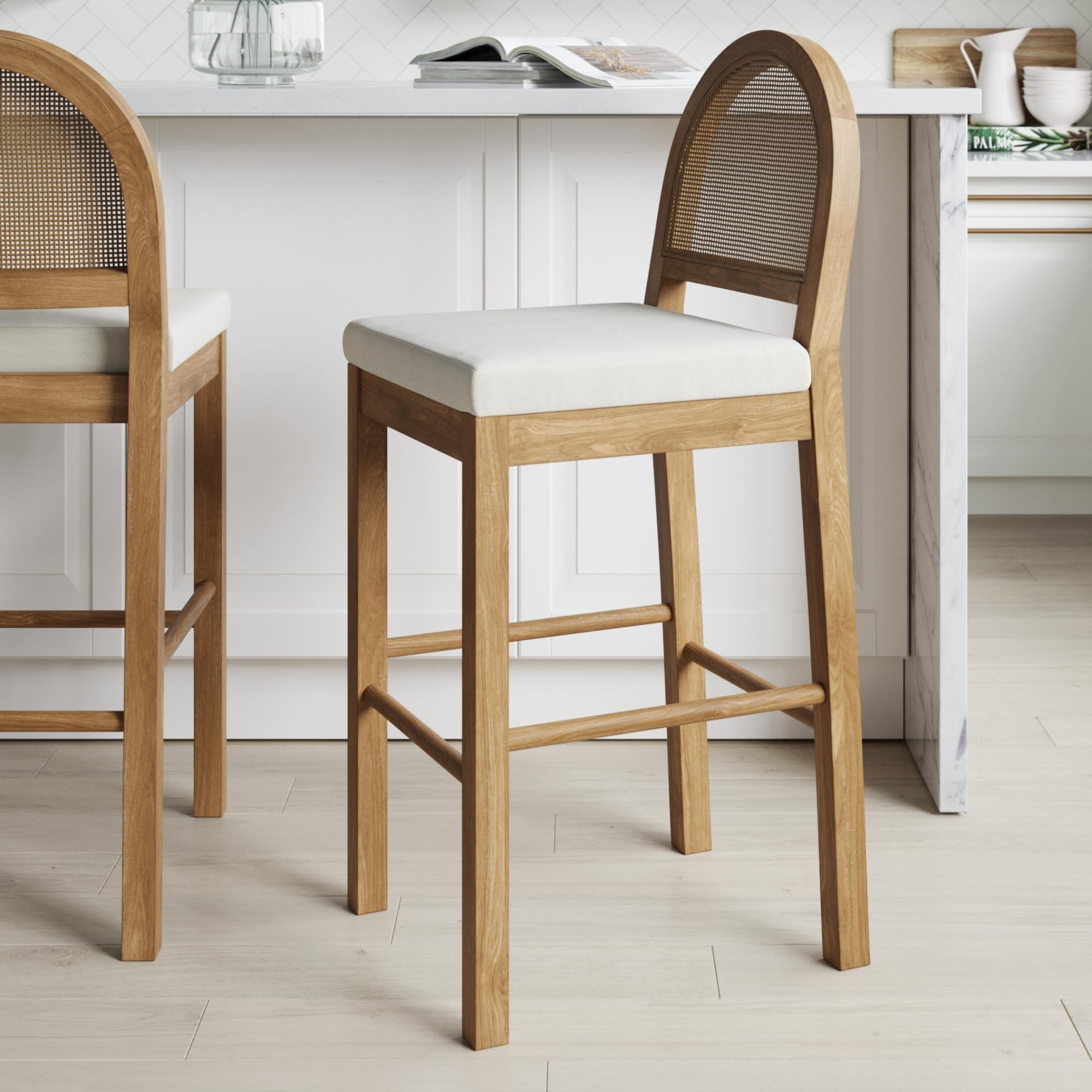 Amazon.com: Nathan James Bailey 29 in. Boucle Bar Stool with Back