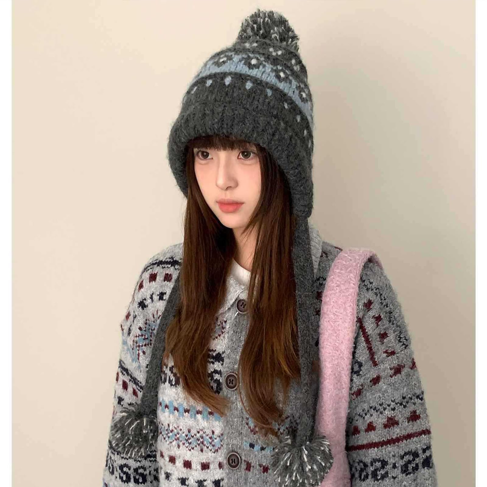 Gorras de punto retro elásticas para invierno, de poliéster suave, térmicas, unisex, elásticas, ideales para viajeros al aire libre, gorra térmica
