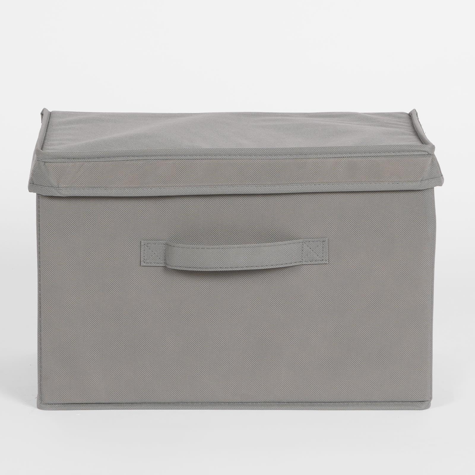 OHS Foldable Fabric Storage Box with Lid - Charcoal