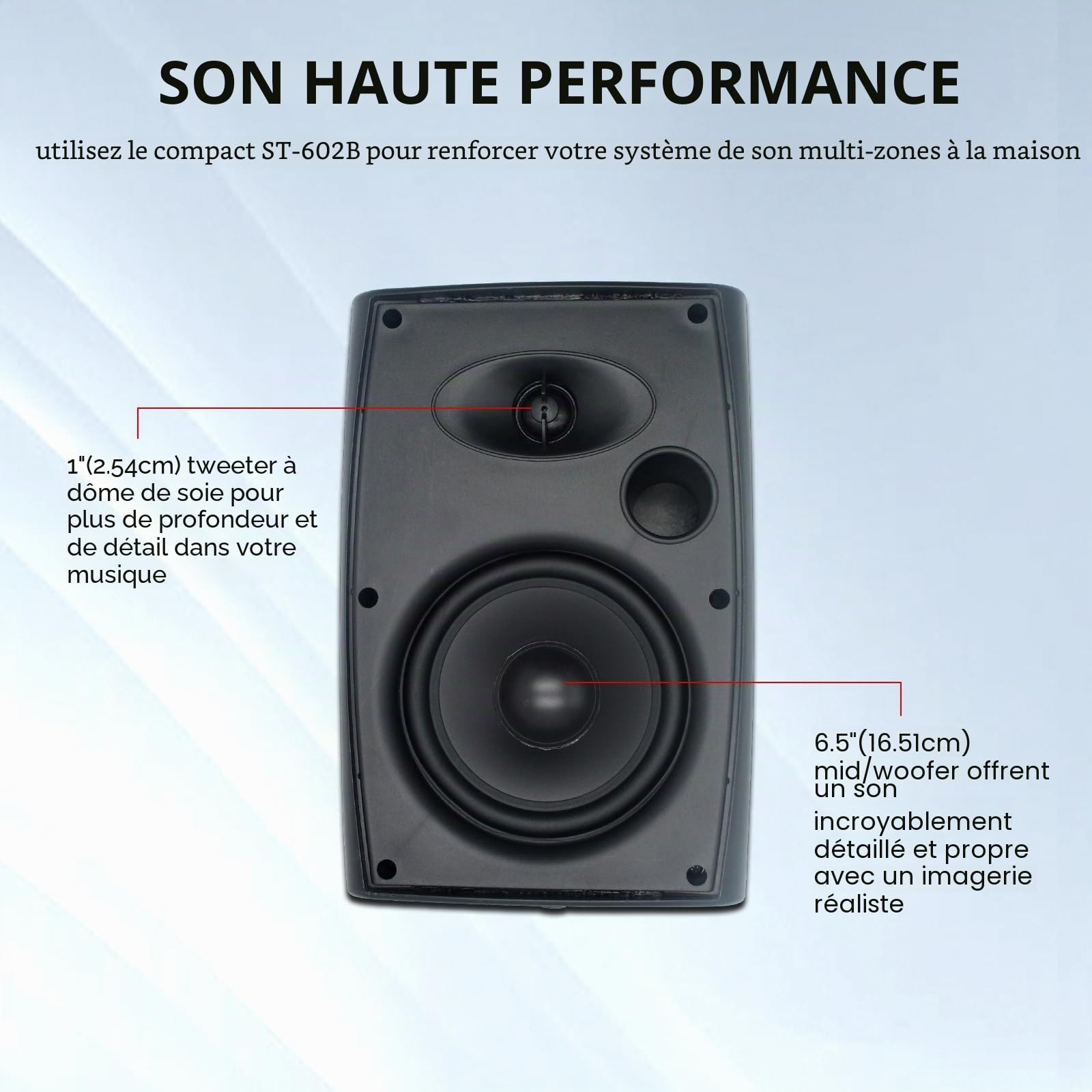 STUDIOFINIX Lot de 4 Haut-parleurs muraux d'extérieur de 16,5 cm 800 W – Solution Audio Haute Performance pour intérieur/extérieur, Maison, terrasse, Jardin, Jardin (Ensemble de 4 Haut-parleurs