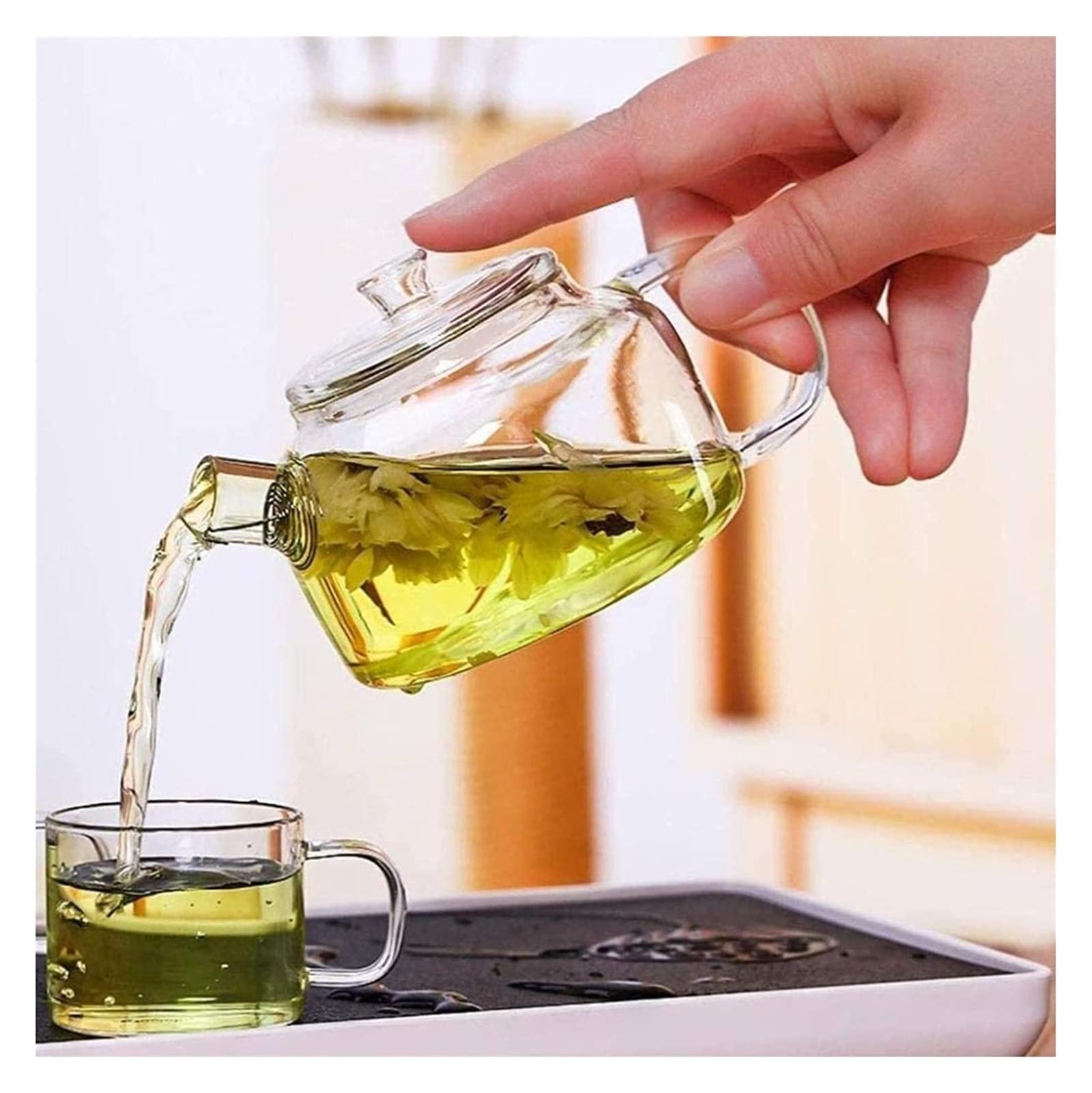 Tetera Tetera Taza de Tetera de Vidrio Transparente Tetera Tetera de Vidrio Té de Alta Temperatura Té Resistente Refinado Té Rojo
