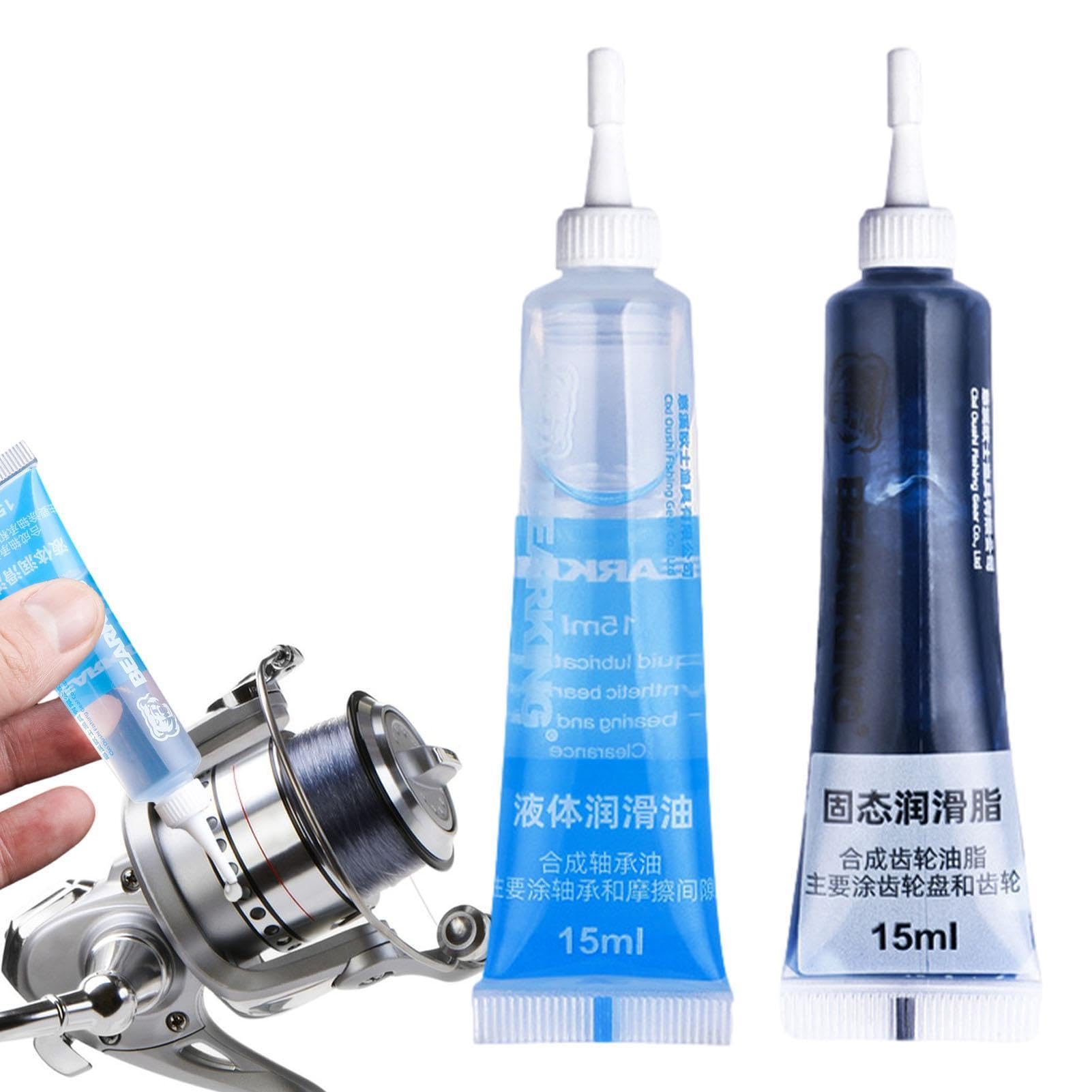 2 Fishing Reel Oil, Fishing Reel Grease, Fishing Reel Oil and Grease Kit, Fishing Reel Cleaning Kit, Reel Oil and Grease Kit, for All Types of Reels, Fishing Reel Lubricant