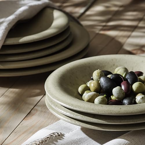 Image of Porto by Stone Lain Aro 24-Piece Premium Kitchen & Dining Dinnerware Set Stoneware, Green Matte, Crafted in Portugal, Dishwasher and Microwave Safe Scratch-Resistant Dish Set for 8