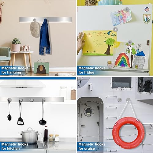 Vista 115 de LOVIMAG Imanes de crucero con ganchos, ganchos magnéticos de 50 libras para cabinas de cruceros, imprescindibles para viajes, imanes de neodimio