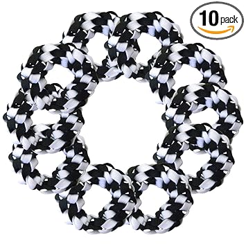 Two-tone Mix 3 Braided Hair Scrunchies - Set of 10 Black White