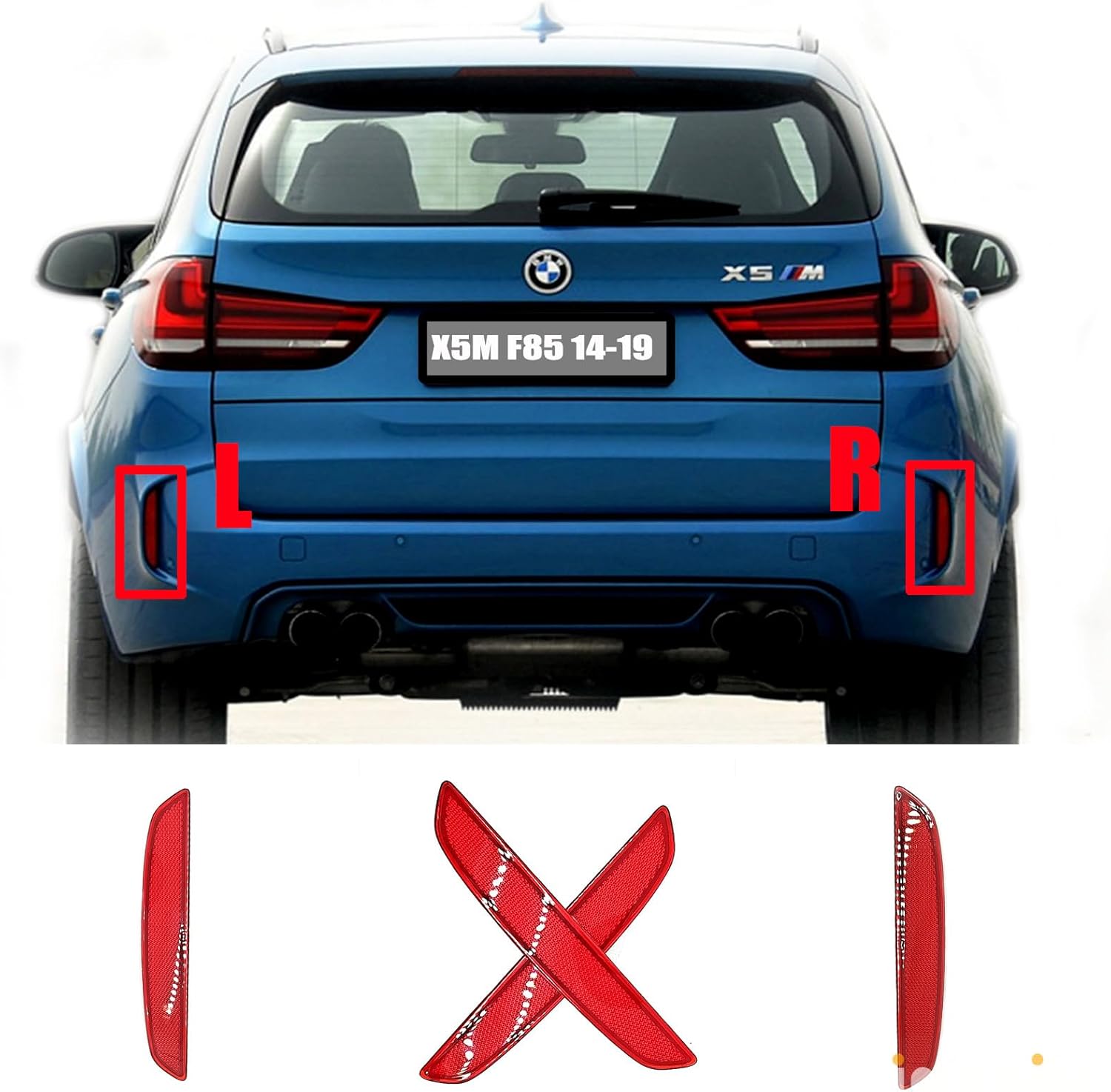 Rear Reflector for 14-19 BMW M Series F85 Fit X5M X5 M SAV 2014 2015 2016 2017 2018 2019 Bumper Right Drive Side