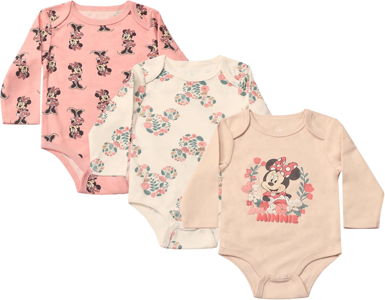 Magic Threadz Disney Clothes Baby Girls Bodysuit 3-Pack – Minnie Mouse & Marie from The Aristocats Bodysuits Newborn - Infant