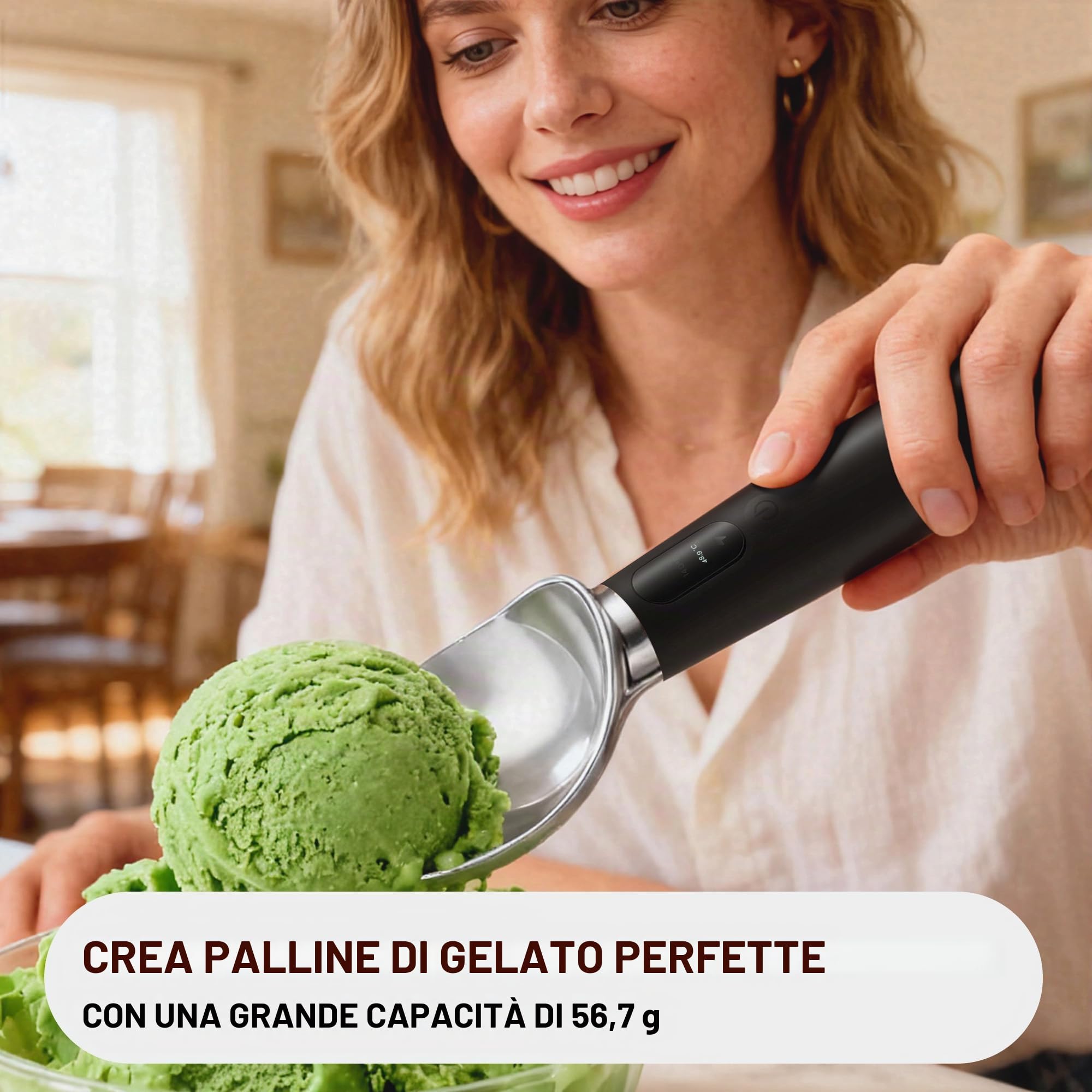 Paletta per gelato riscaldata ricaricabile 2600 mAh 3 livelli calore LED VRAIKO
