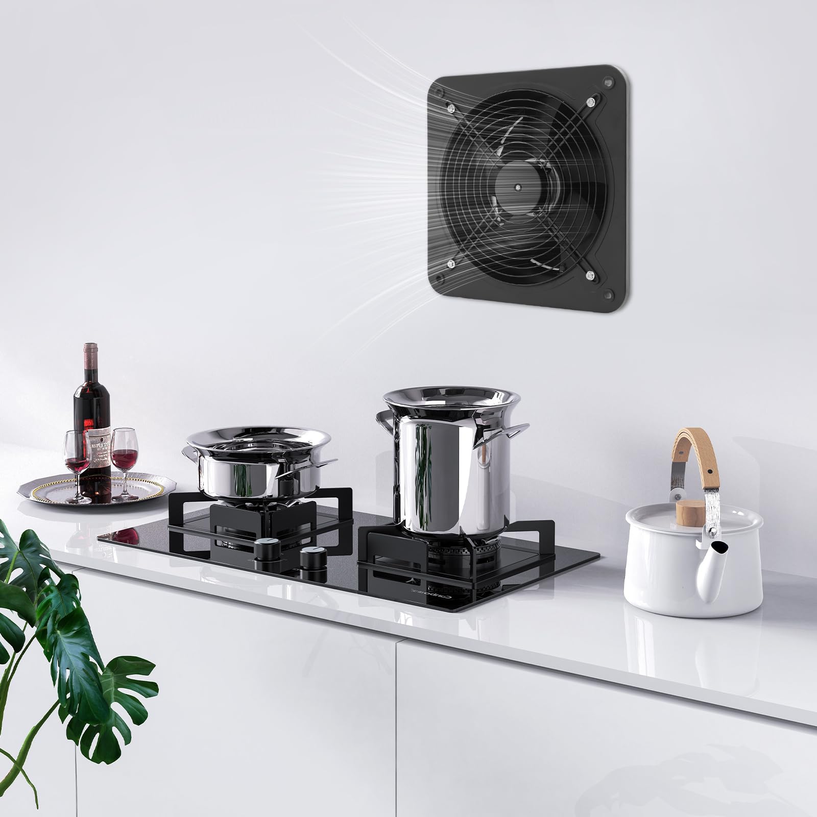 Ventilateur extracteur d'air silencieux 30 cm 2677 m³/h, 107 W pour montage mural, ventilateur industriel pour cuisine, garage et cave, 2677 tr/min (35 x 35 cm, ≤ 60 dB)