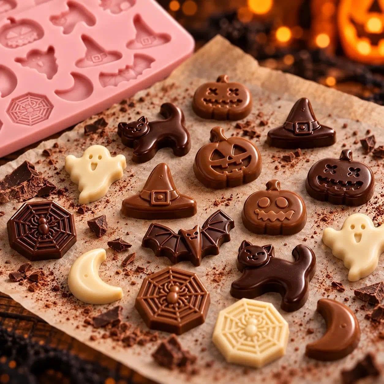 1-Piece Halloween Pumpkin Ghost Bat 3D Silicone Chocolate Candy Mold