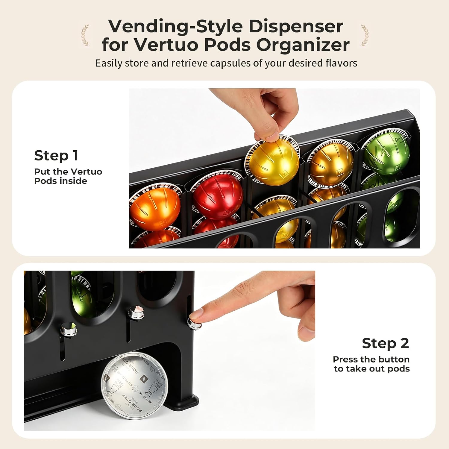 FlagShip Vertuo Pod Holder Vending-Style Compatible with 30 Pods