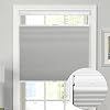 Top Down Bottom Up Honeycomb Blinds No Drill No Tools Cordless Cellular Pleated Shades 100% Blackout Thermal Window Shades Custom for Home Bedroom Office (Gray, 115cm W x 180cm H)