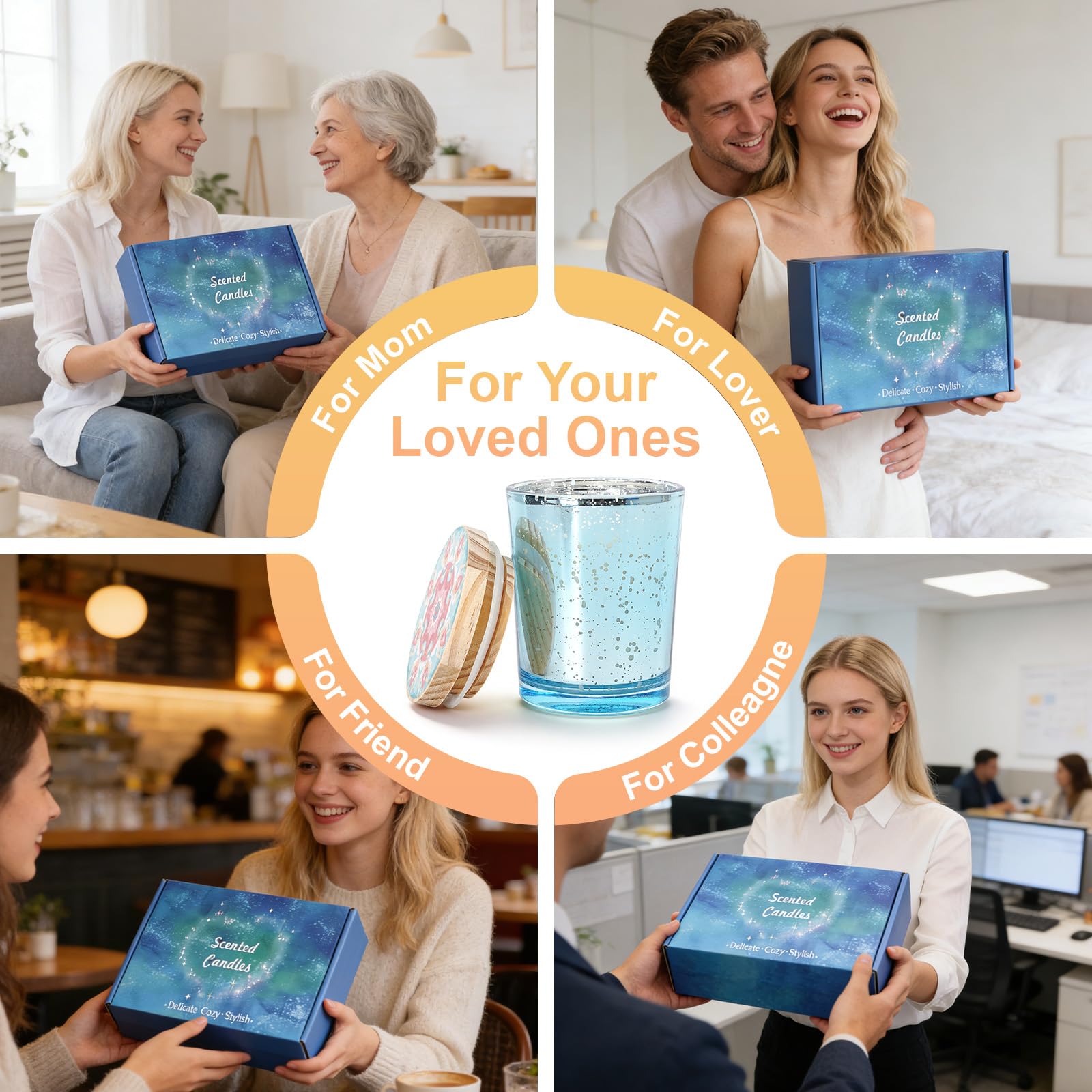 6PCS Duftkerzen im Glas,Duftkerzen Set Raum Scented Candle ausNaturlichem Sojawachs,ideal als Geschenke fur Frauen, mama, FrauValentinstag oder Muttertag duftkerzen geschenkset