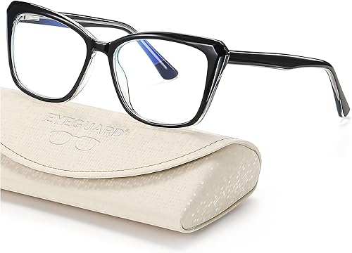 EYEGUARD Lentes de lectura con luz azul para mujer, lentes de computadora TR90 con ojo de gato, lectores de bisagra de resorte de moda