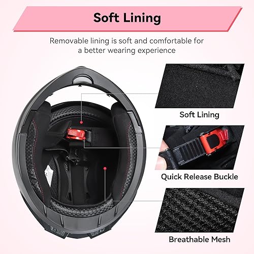 Miniatura 8 de Casco modular para motocicleta de adultos, con doble visera abatible, cara completa, aprobado por DOT para hombres, mujeres, moto, ATV, UTV, moto de