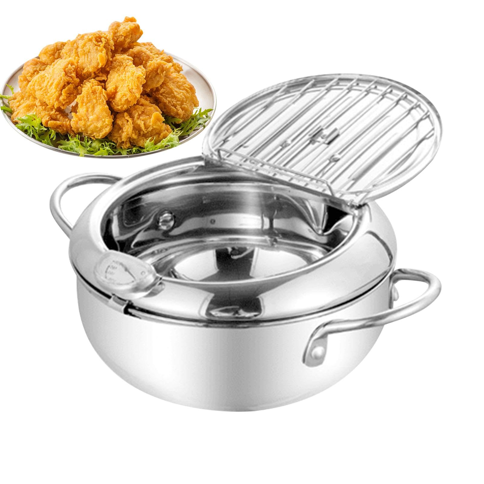Deep cooking pot en acier inoxydable robuste avec thermographe de cuisson intégré