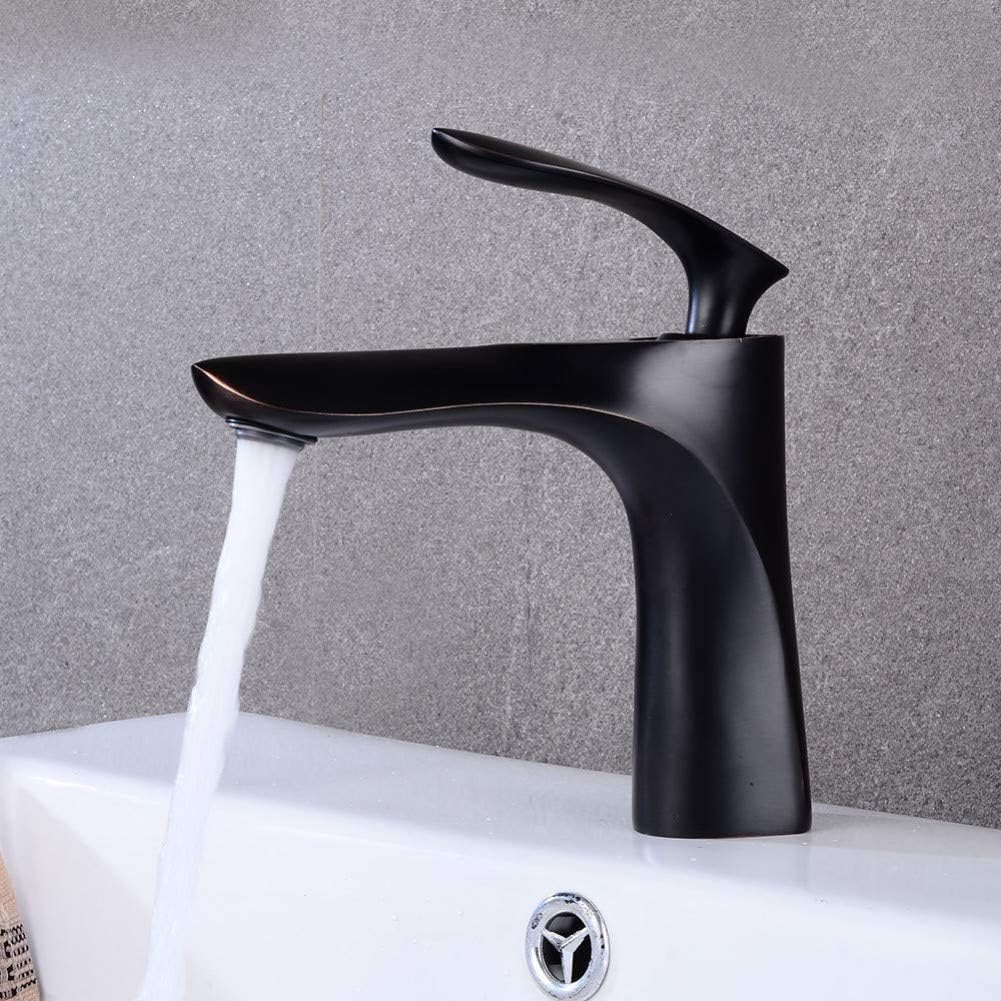 B Backline Brass Bathroom Sink Wash Basin Mixer Tap Single Handle Hot & Cold Waterfall Lavatory Sink Faucet for Living Room & Bathroom (Black Tap Short Body-1)