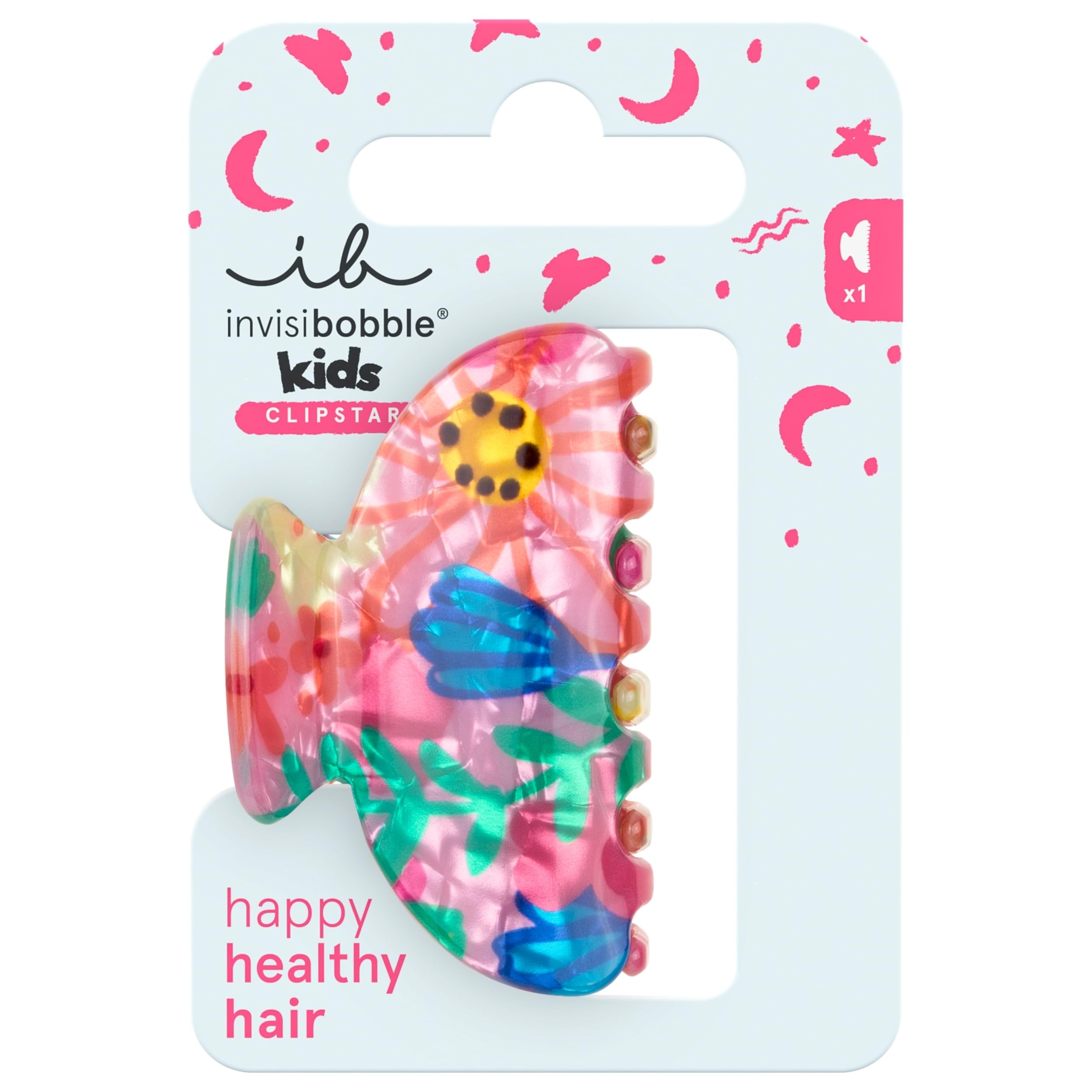 invisibobble Haarklammer Kinder Mädchen süß – Haarspange bunt Blume mittelgroß verspielt – Clipstar Kids Happy Petals – Hair Claw Kinderfrisuren Strähnen Haarschmuck Kindergarten Geschenk bunt
