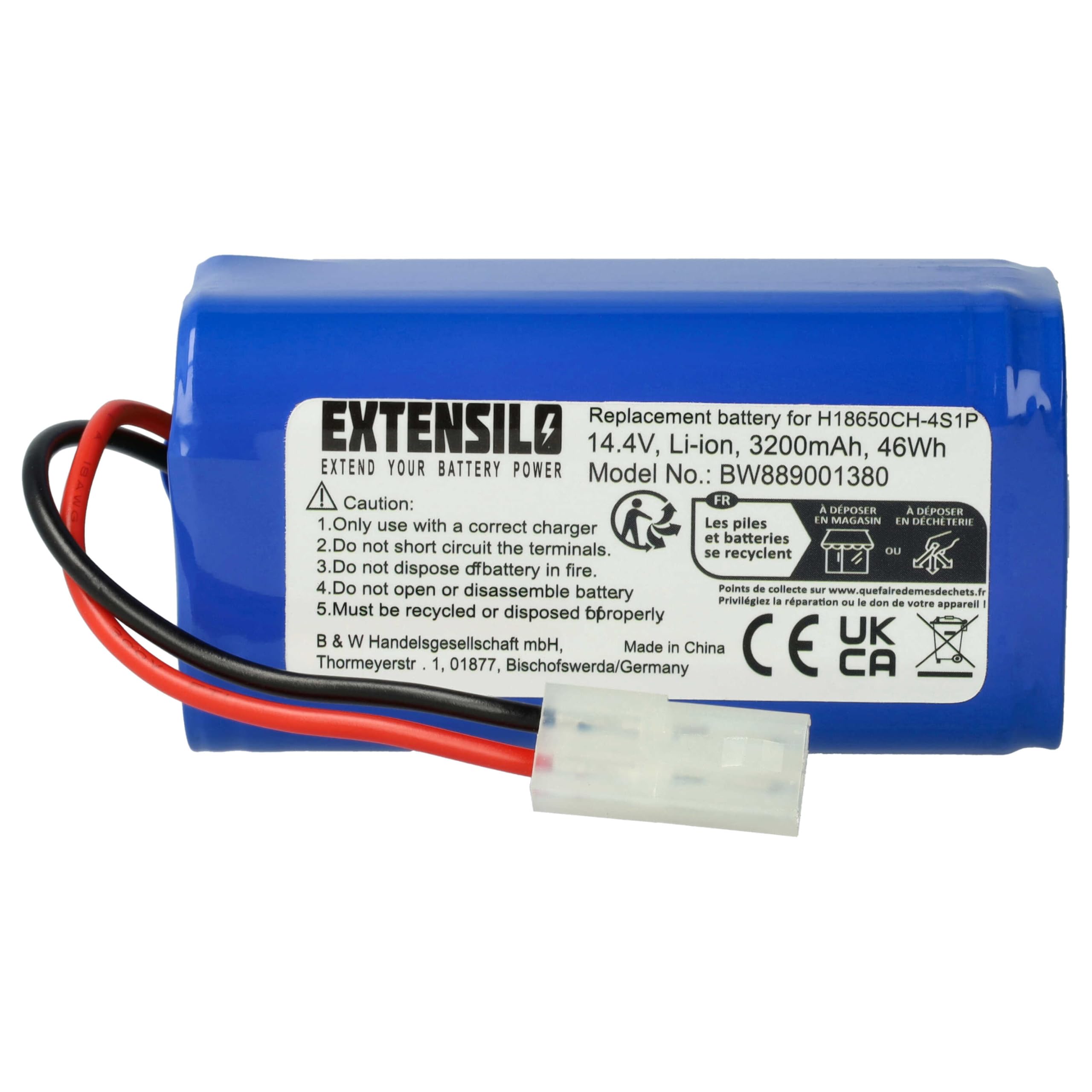 3400 mAh batterij compatibel met Rowenta RS-RT900866, Rowenta Tefal Explorer Series 20 40 60, Panasonic MC-WRC53, Phicomm X3, Puppy R30/R30 Pro/ R35, Xiaomi Mi G1, MJSTG1, H18650CH-4S1P