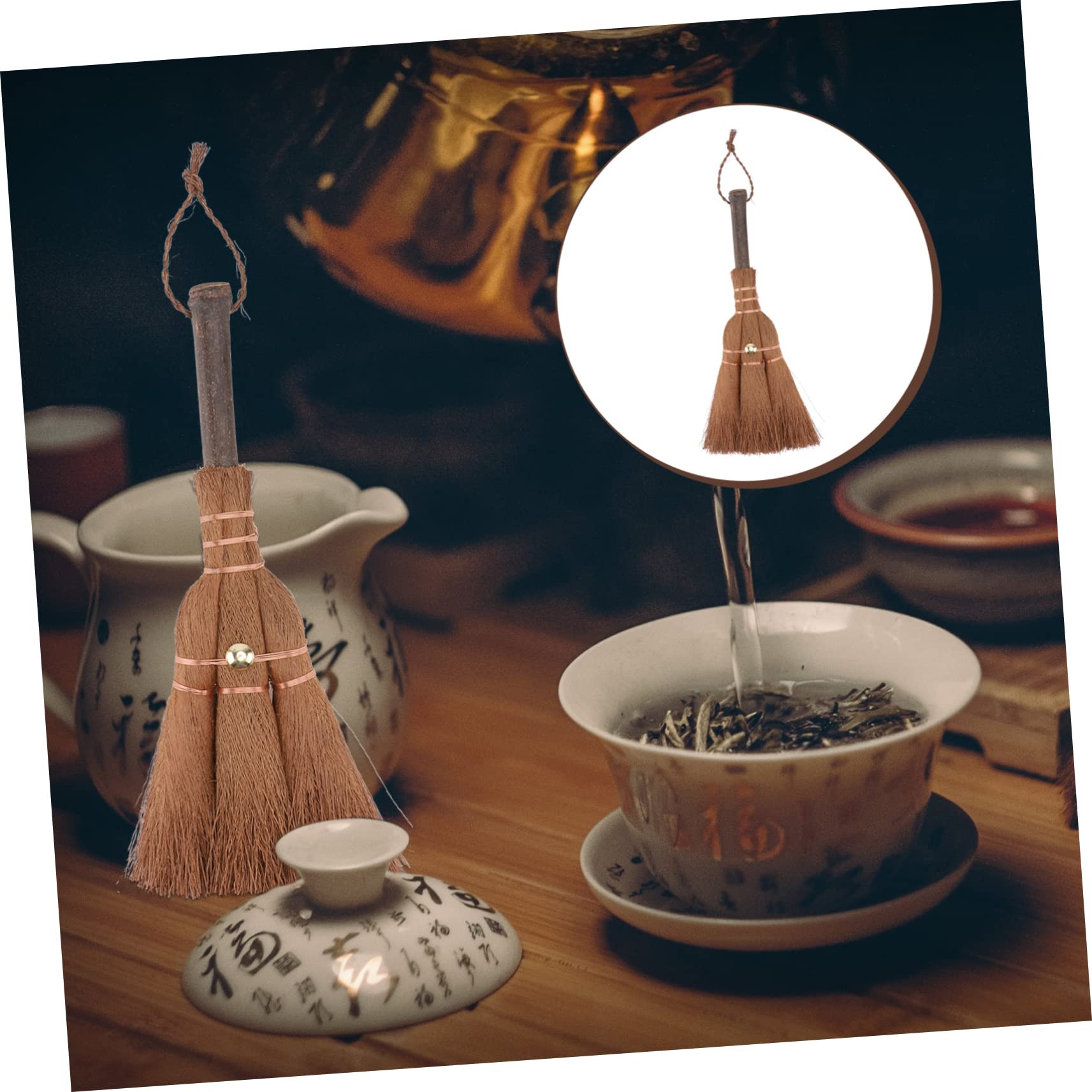 FOMIYES 3 Pcs Mini Brown Broom Natural Material Broom Small Palm Broom Adorable Broom Mini Household Cleaning Broom Household Cleaning Tool Mini Shape Broom Natural Palm Broom Useful Broom