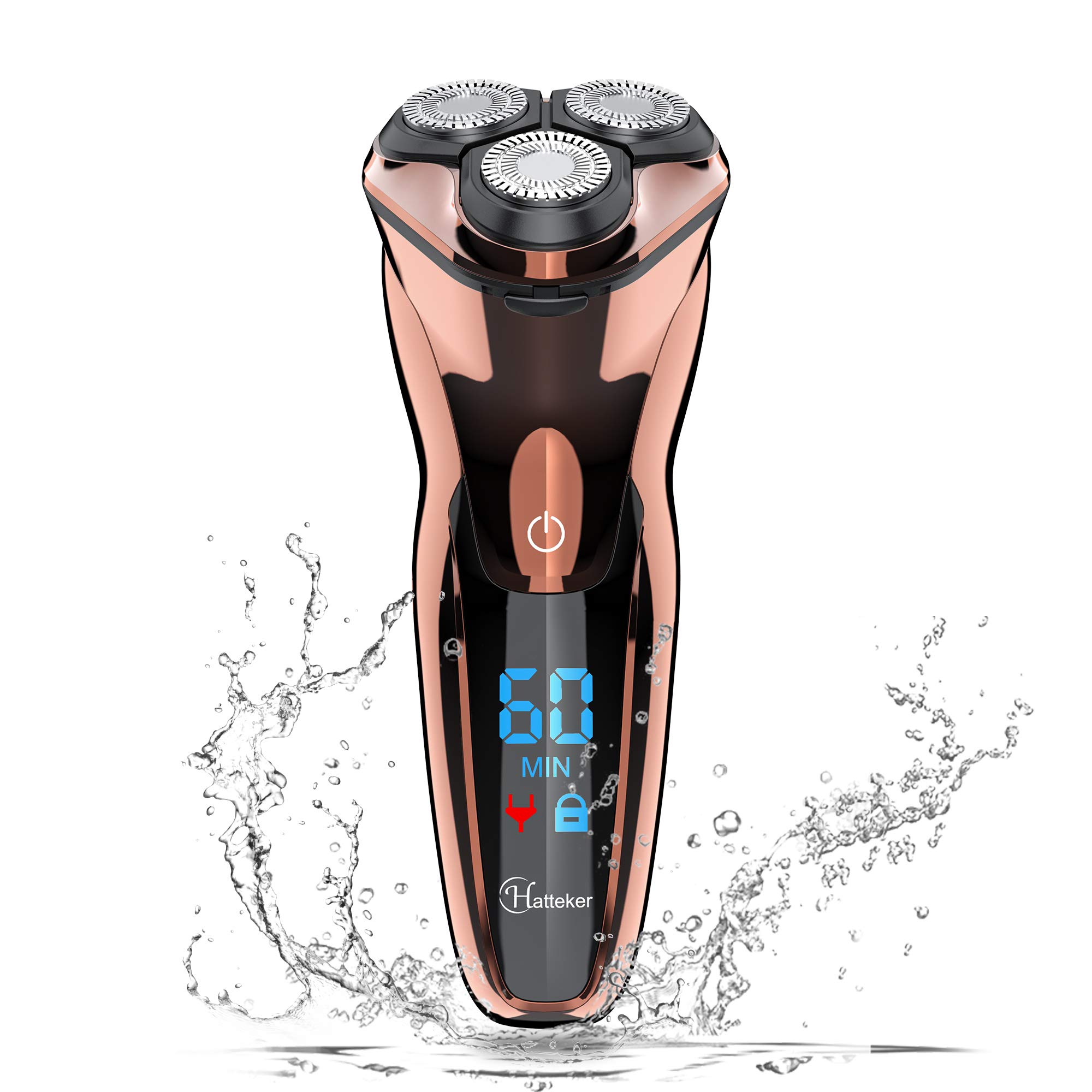 Hatteker Electric Shaver Men Razor Rotary Shavers With Pop-Up Sideburn Trimmer Waterproof Wet Dry Cordless Rechargeable, Bronze-image-6