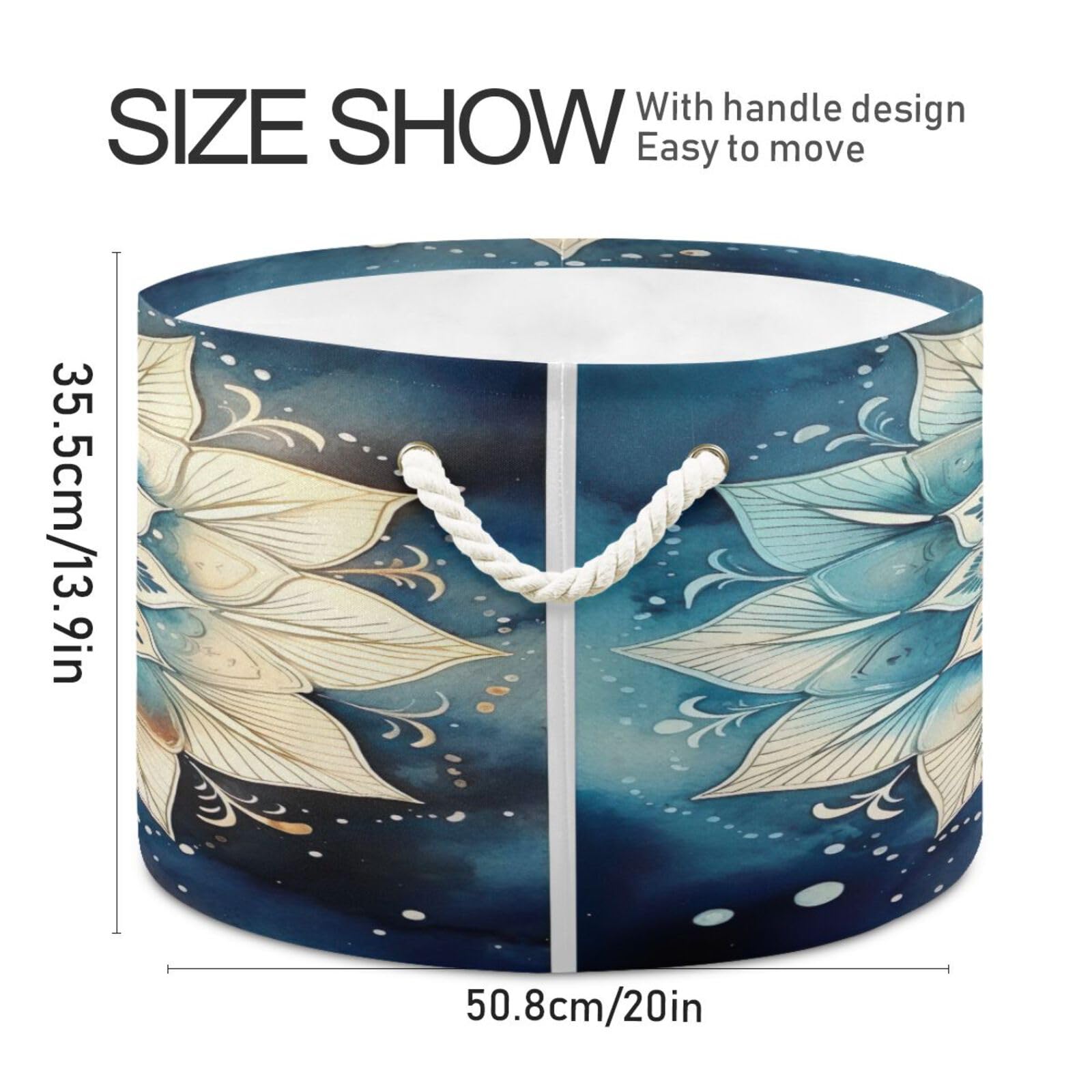 Round India Mandala Flower Storage Basket Large Organizer Bin Laundry Hamper Toy Storage Basket with Handle for Nursery Clothes Toys 202b4355