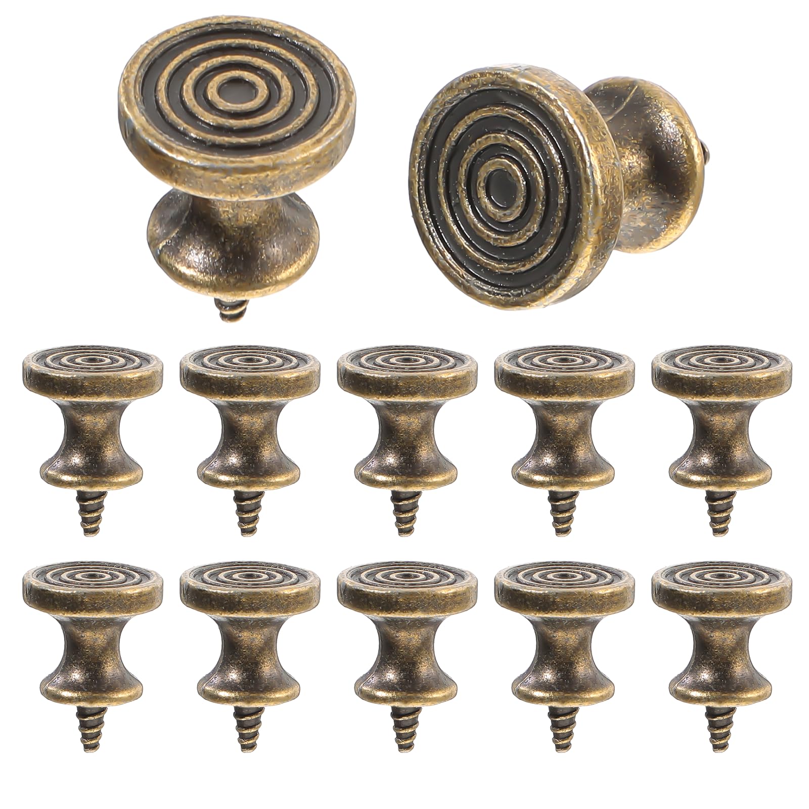 10Pcs Mini Drawer Knobs Metal Jewelry Box Knobs 0.63"x0.79" Self-Tapping Screws Pulls Handles Small Round Drawer Pulls Handles for Jewelry Box Cabinet Cupboard Wardrobe Dresser Furniture