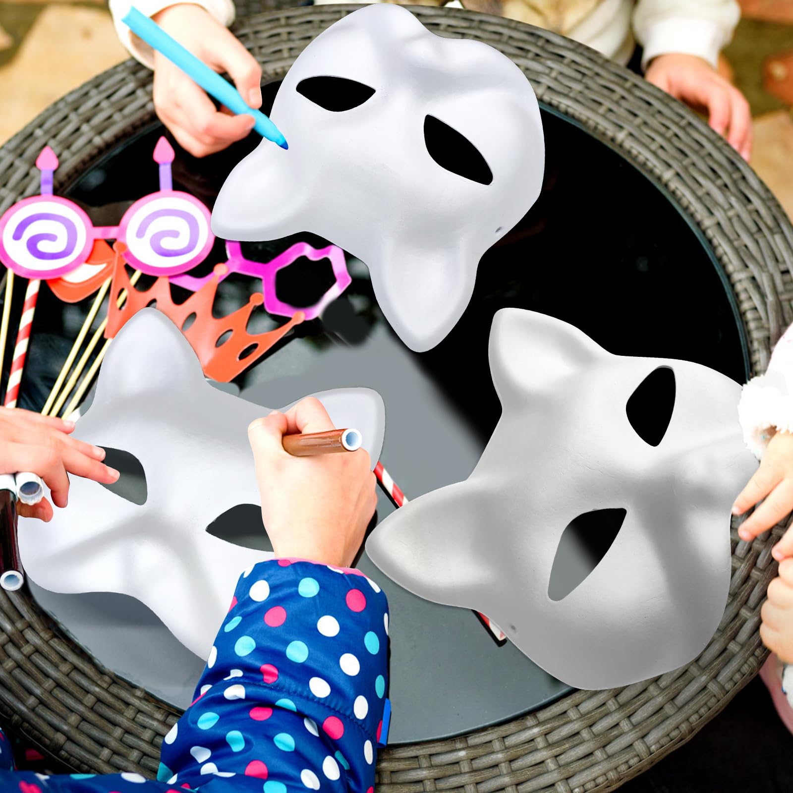 Qavctw 6pcs Cat Mask to Decorate DIY Paint Masquerade Mask Costume Prop for Carnival Cosplay Party Favors