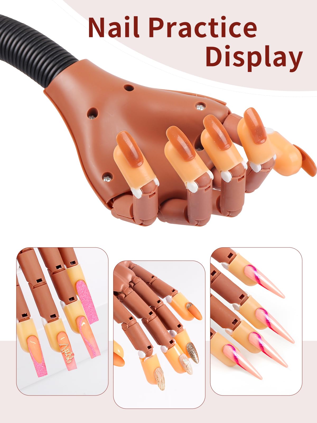 Main d'Entrainement Manucure: Flexible Fausse Main pour Ongle avec 300 Pièces Faux Ongles - Durable Main Entrainement Ongles pour Débutants Salon Maison