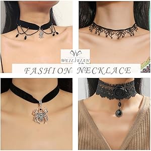 Amazon.com: W WEILIRIAN Gothic Black Lace Choker Necklace Lace