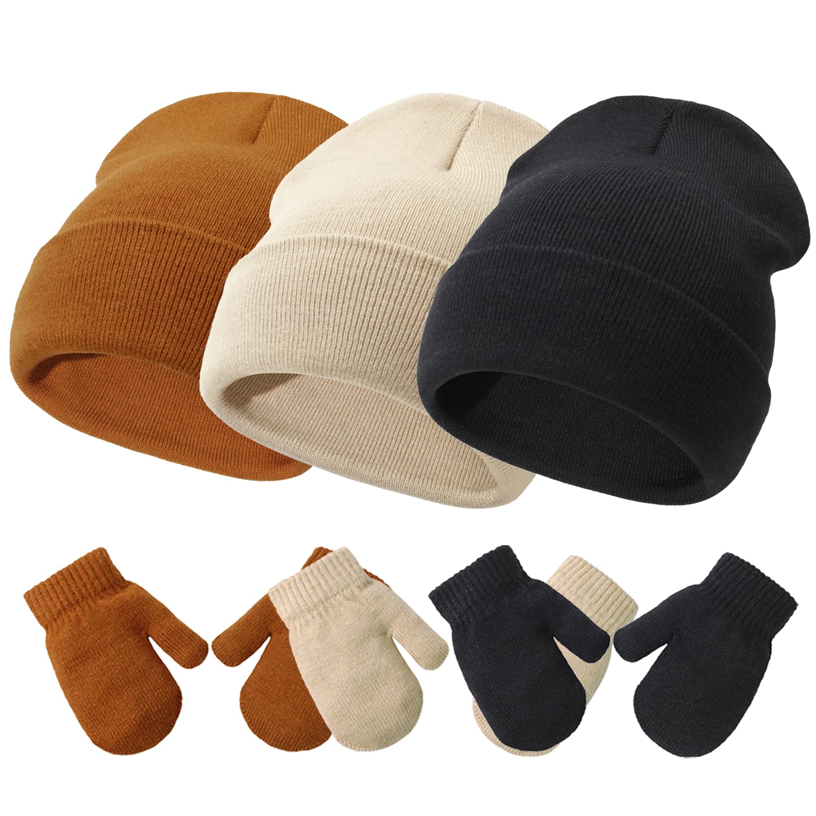 Baby Hats and Mittens Set Infant Toddler Beanie Caps Hospital Hat Set Newborn Gloves for Baby Boys Girls