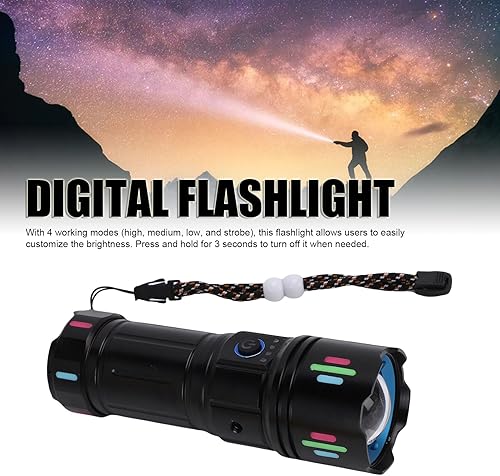 Miniatura 6 de Super Bright Flashlight, 1800lm LED Rechargeable Flashlight, Cool Fluorescent Strips for Emergency, Camping, Hiking