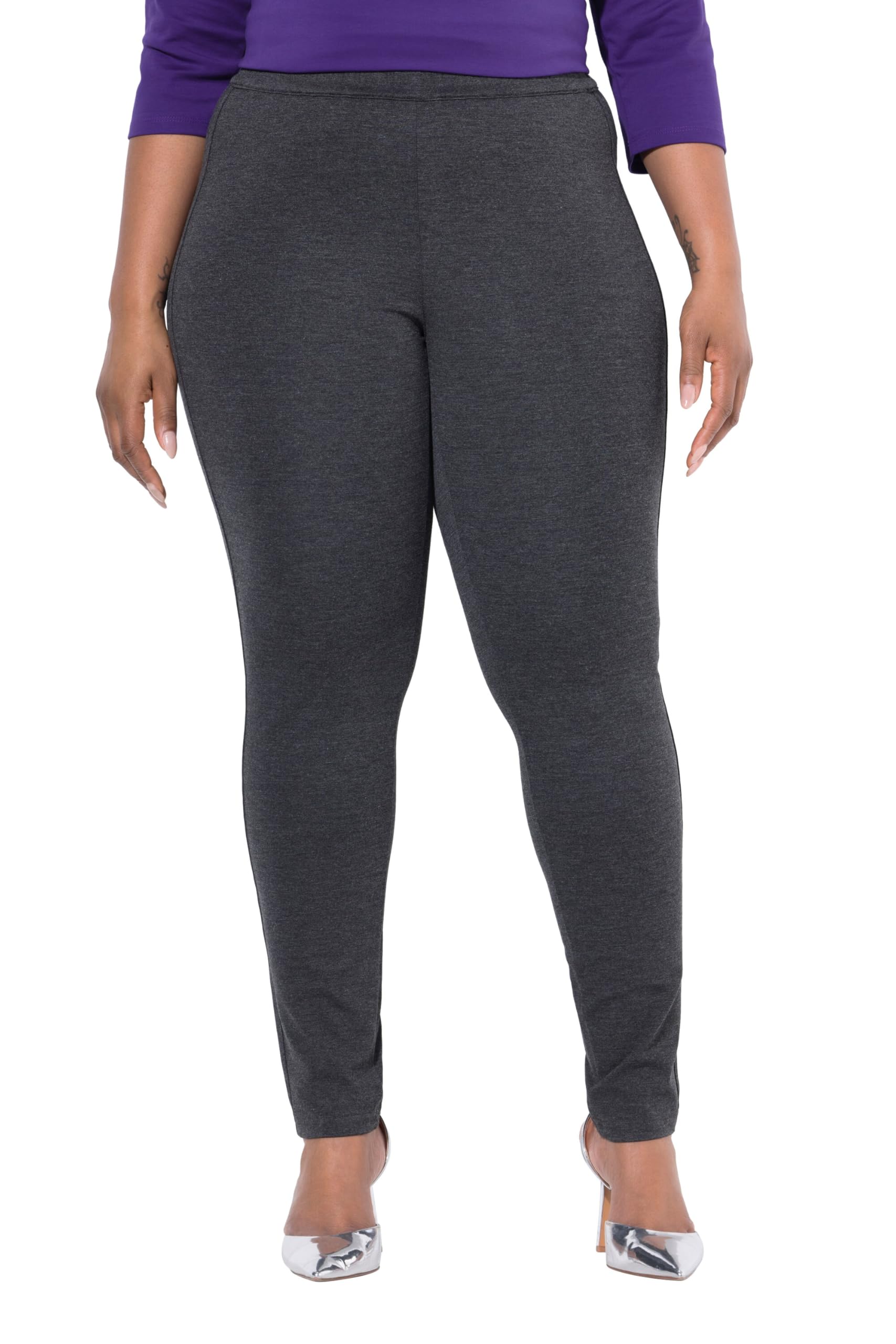 Ulla Popken Damen Punto-Hose Sienna, Schmales Bein, Elastikbund Casual Pants