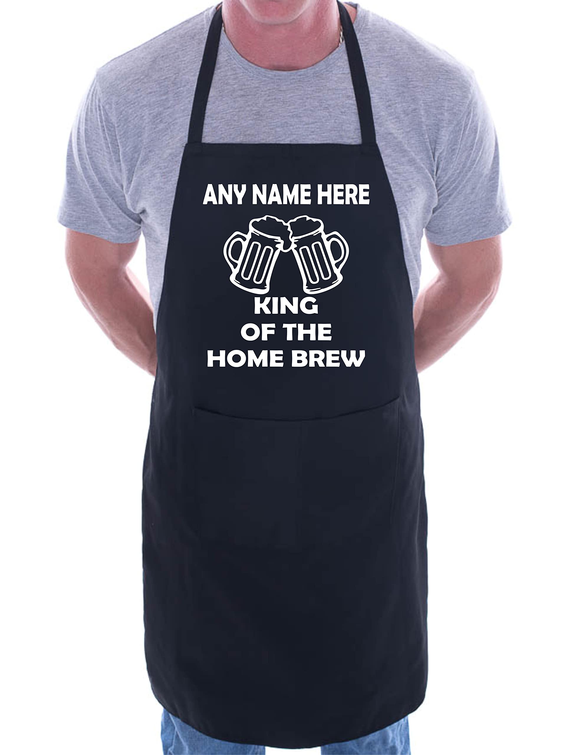 Print4U King Of Homebrew Customise This Apron Add Name Here BBQ Baking Cooking Black